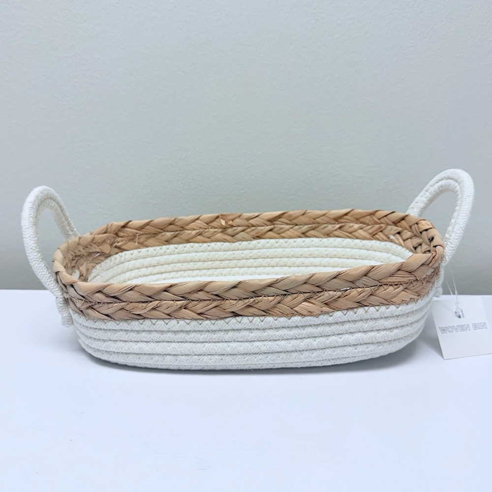 Target Bullseye Woven Bin Basket Spring Decor, White & Tan
